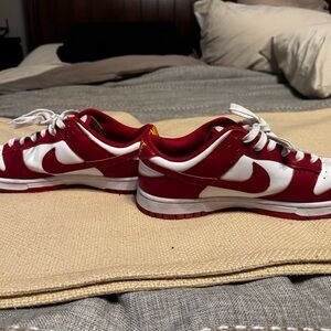 Nike Red and White Low-Top Sneakers